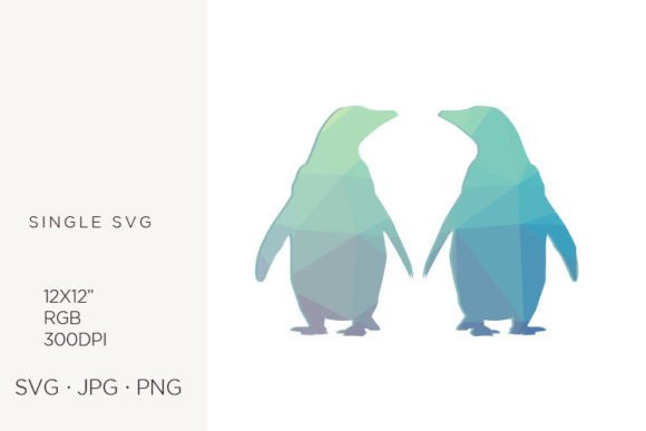 Geometrical Pattern Two Penguins SVG Art
