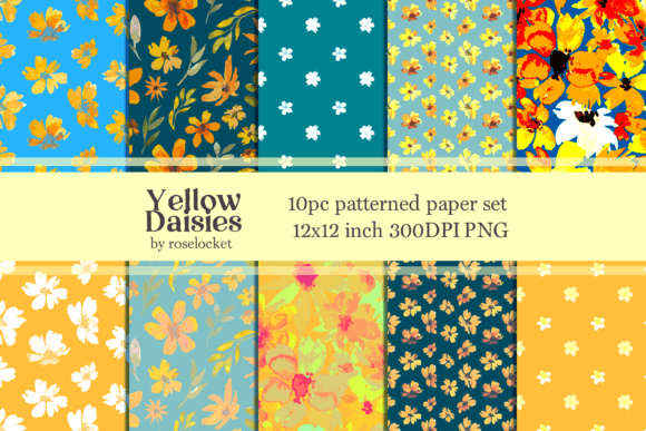 Yellow Daisy Digital Paper Patterns: Elevating Your Creative Projects with Botanical Charm